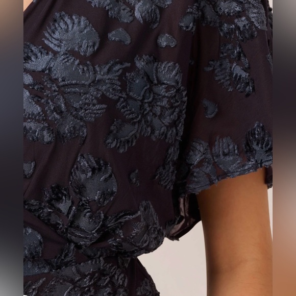 Adrianna Papell Dark Blue Floral Gown - Picture 3 of 12